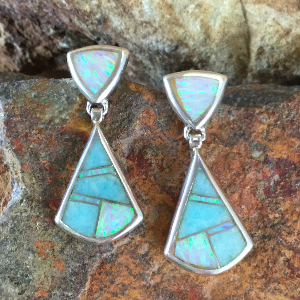 David Rosales Amazing Light Inlaid Sterling Silver Earrings