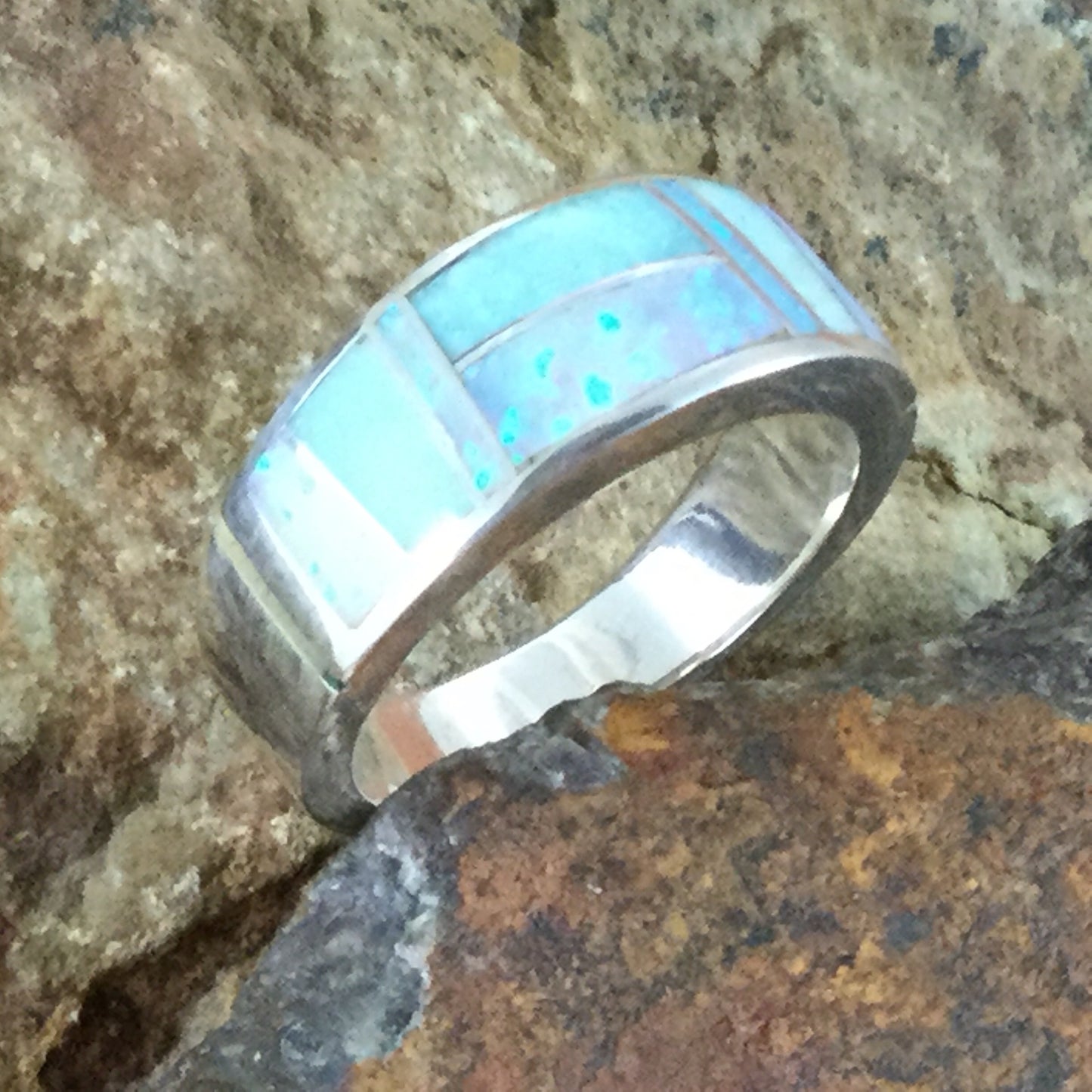 David Rosales Amazing Light Inlaid Sterling Silver Ring