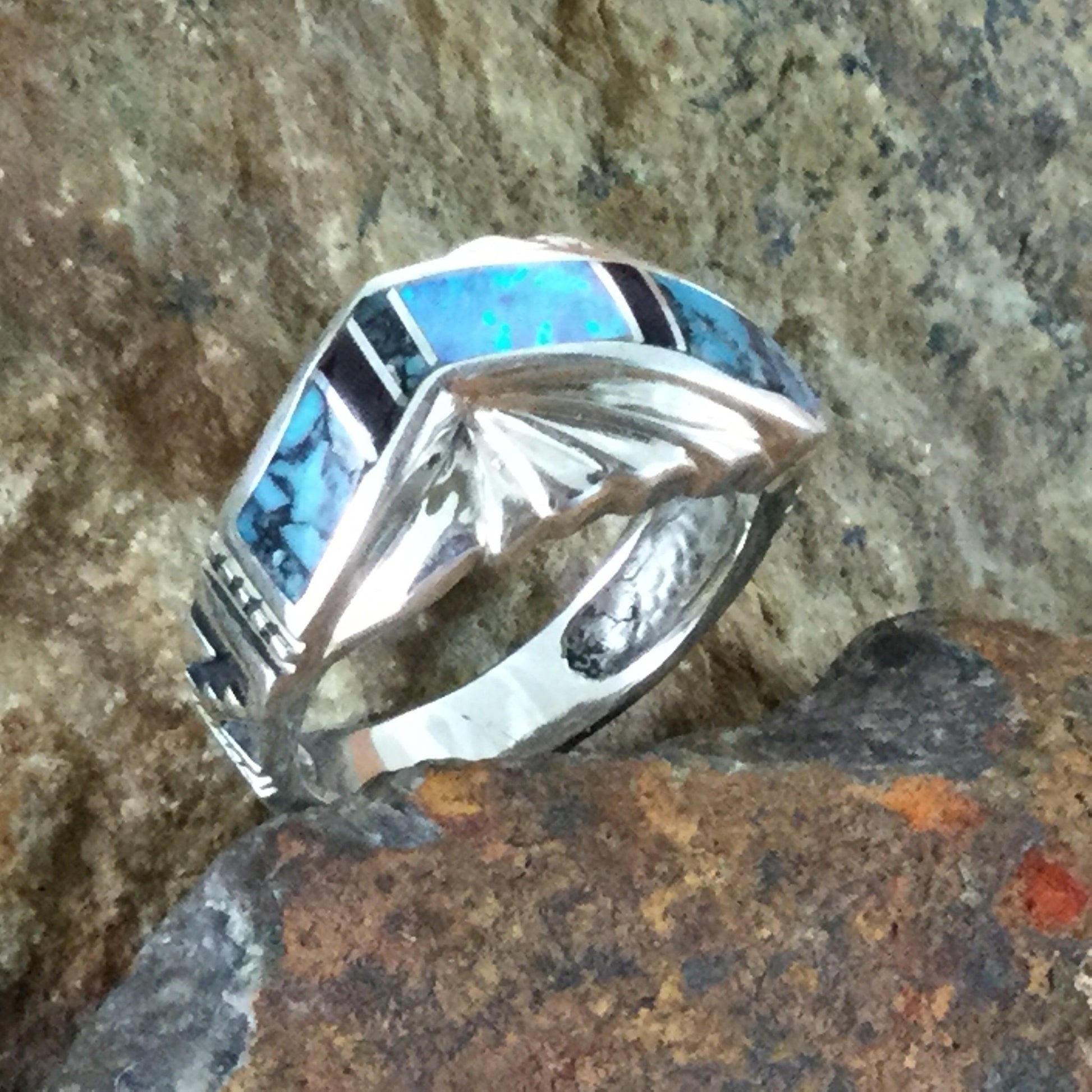 David Rosales Shalako Inlaid Sterling Silver Ring