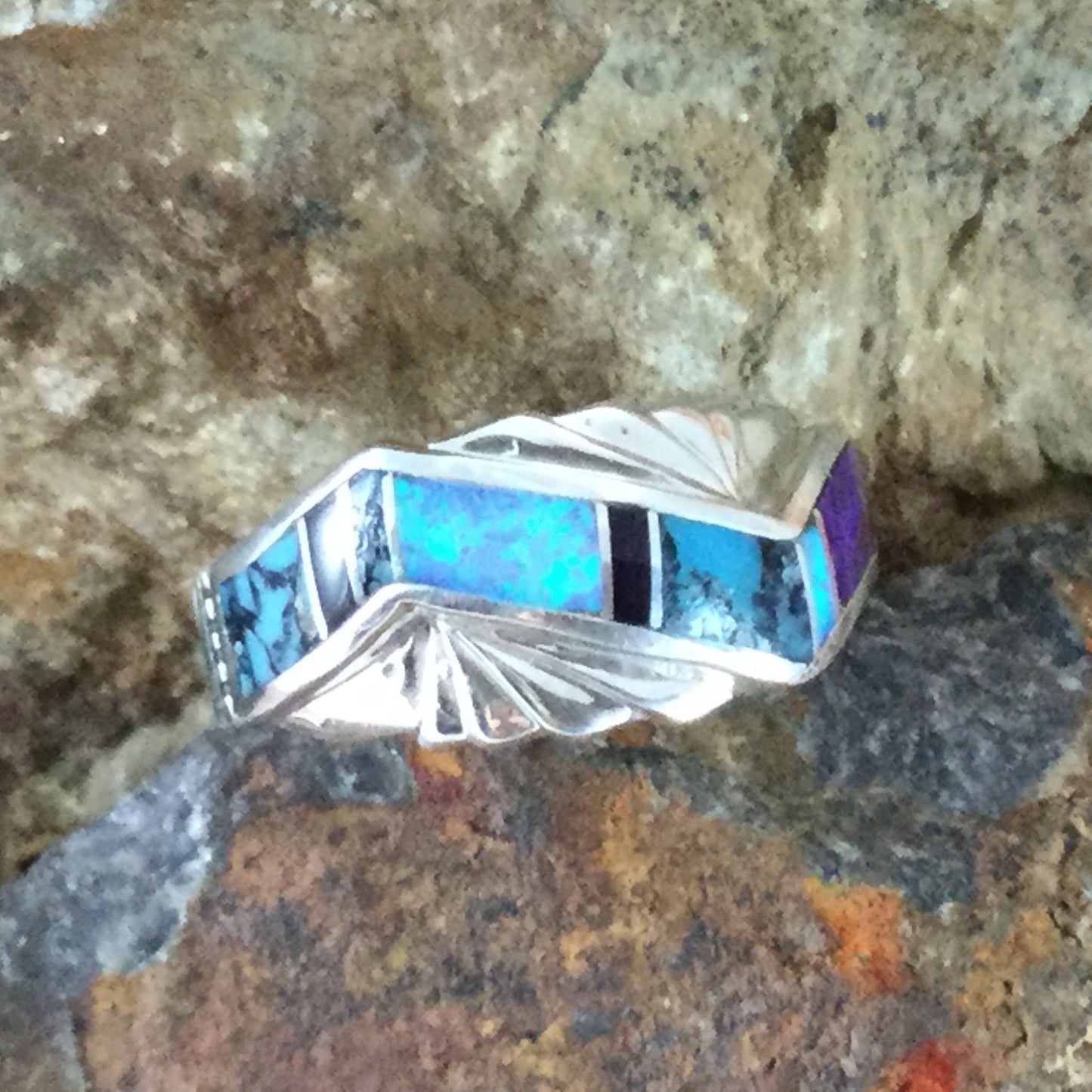 David Rosales Shalako Inlaid Sterling Silver Ring