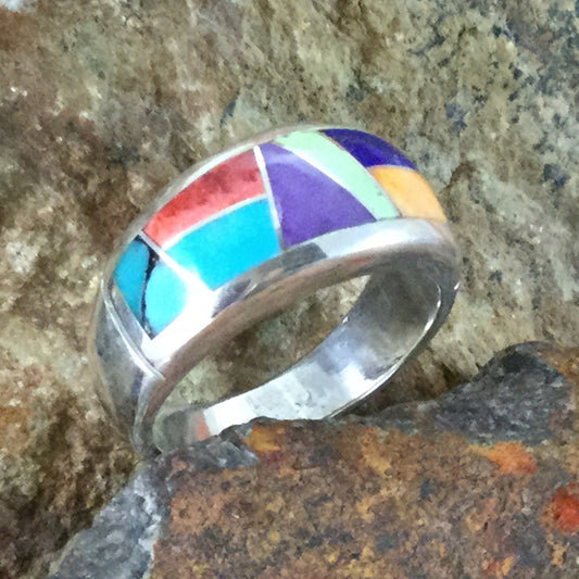 David Rosales Indian Summer Inlaid Sterling Silver Ring