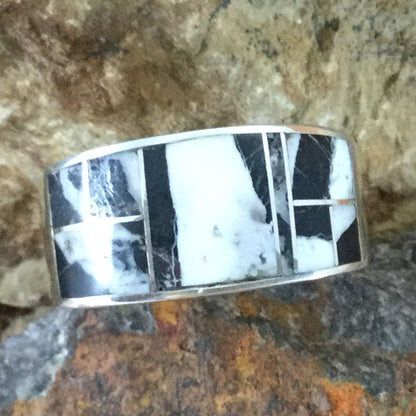 David Rosales White Buffalo Inlaid Sterling Silver Ring