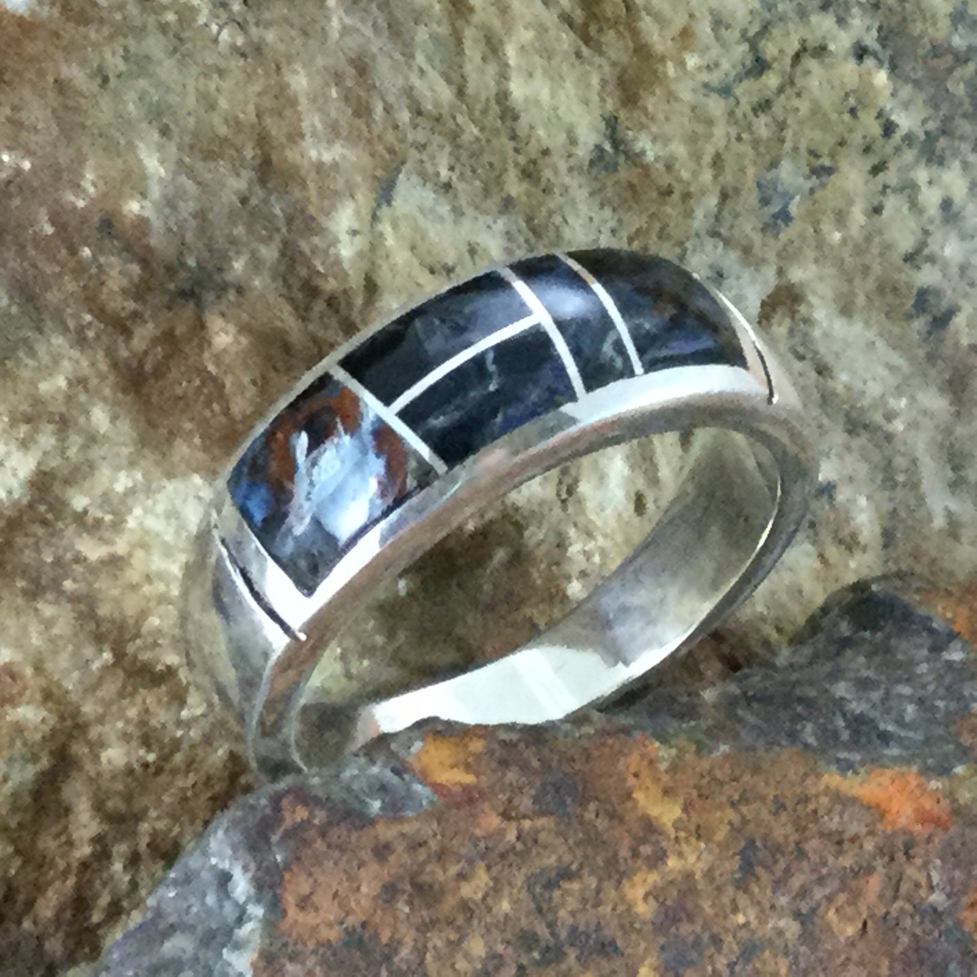 David Rosales Pietersite Inlaid Sterling Silver Ring