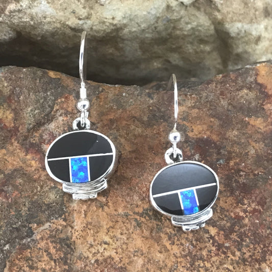 David Rosales Black Beauty Inlaid Sterling Silver Earrings