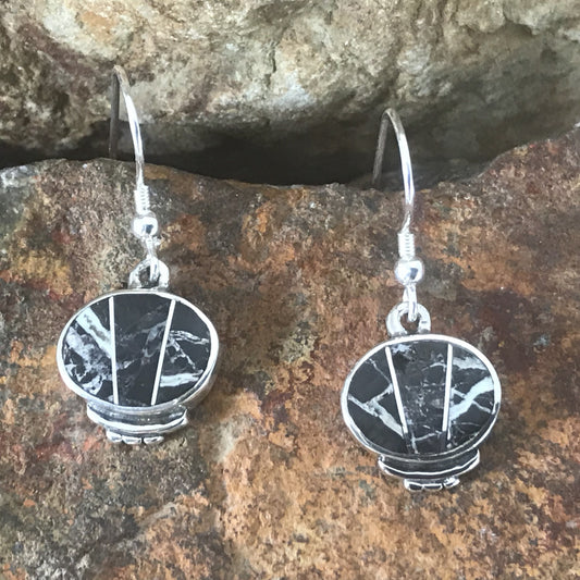 David Rosales White Buffalo Inlaid Sterling Silver Earrings