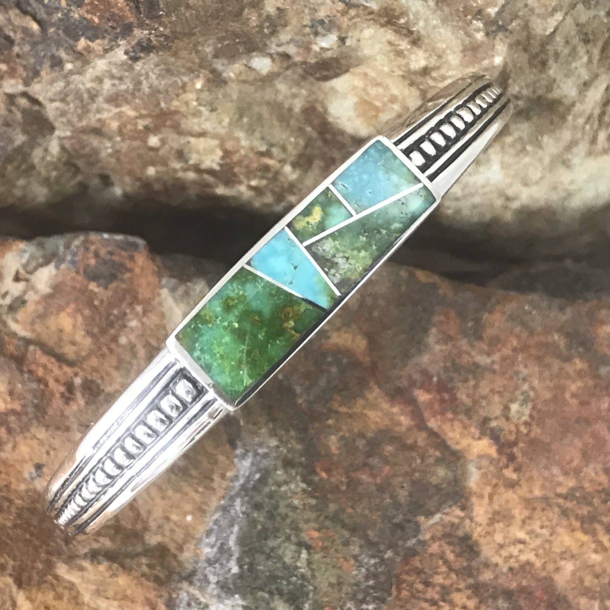 David Rosales Sonoran Gold Inlaid Sterling Silver Bracelet