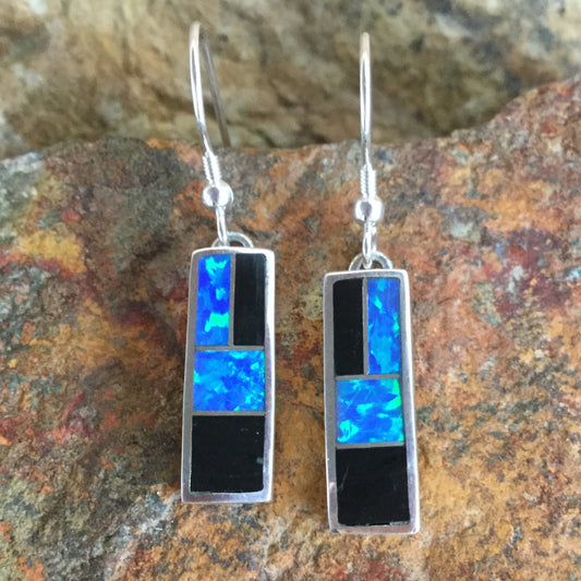 David Rosales Black Beauty Inlaid Sterling Silver Earrings