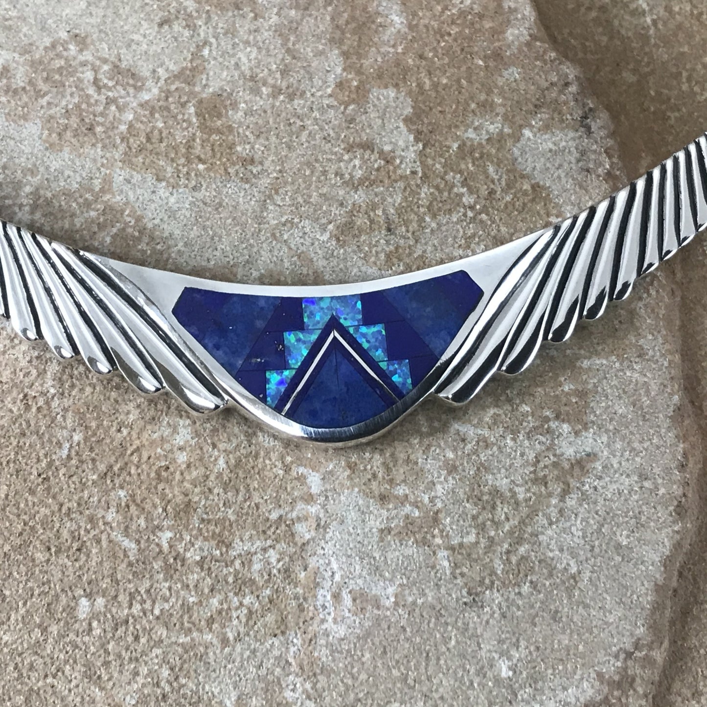 David Rosales Blue Sky Fancy Inlaid Sterling Silver Necklace