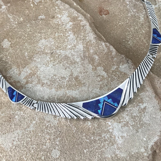 David Rosales Blue Sky Fancy Inlaid Sterling Silver Necklace