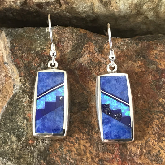 David Rosales Blue Sky Inlaid Sterling Silver Earrings