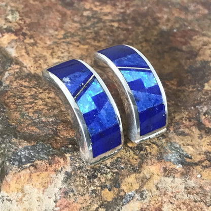 David Rosales Blue Sky Fancy Inlaid Sterling Silver Earrings