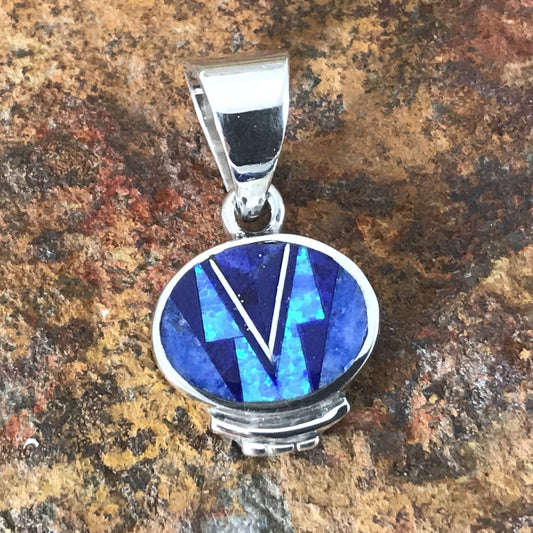 David Rosales Blue Sky Fancy Inlaid Sterling Silver Pendant