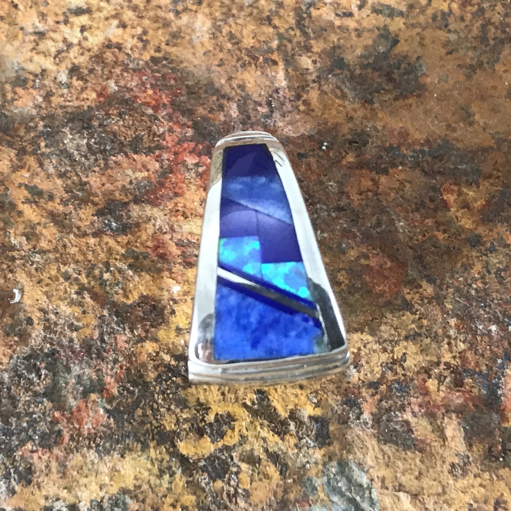 David Rosales Blue Sky Inlaid Sterling Silver Pendant