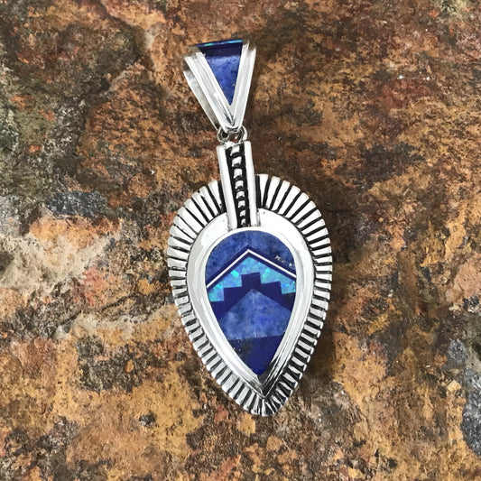 David Rosales Blue Sky Fancy Inlaid Sterling Silver Pendant