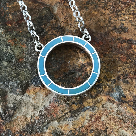 David Rosales Arizona Blue Inlaid Sterling Silver Necklace