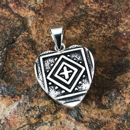 David Rosales Indian Summer Inlaid Sterling Silver Pendant Heart