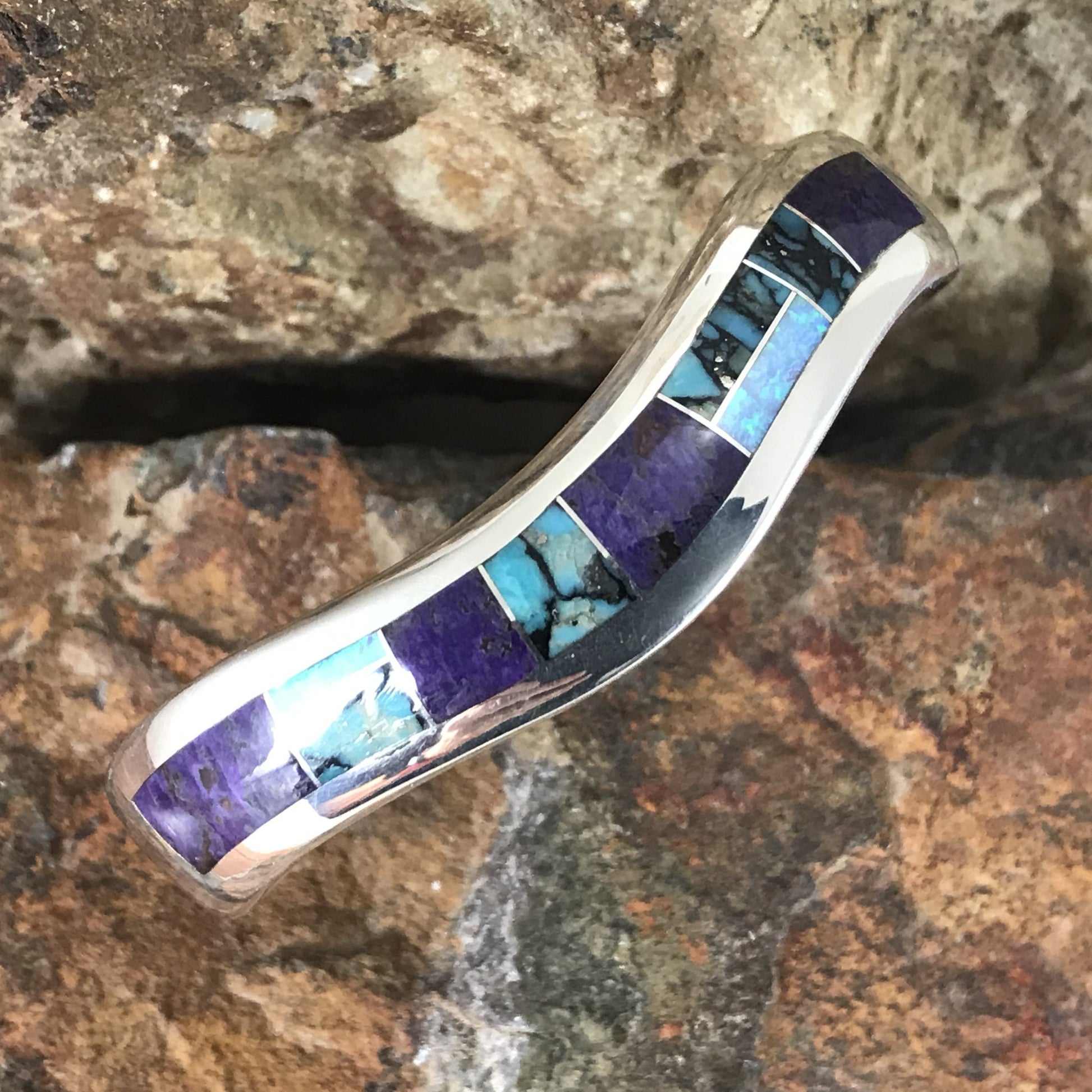 David Rosales Shalako Inlaid Sterling Silver Bracelet