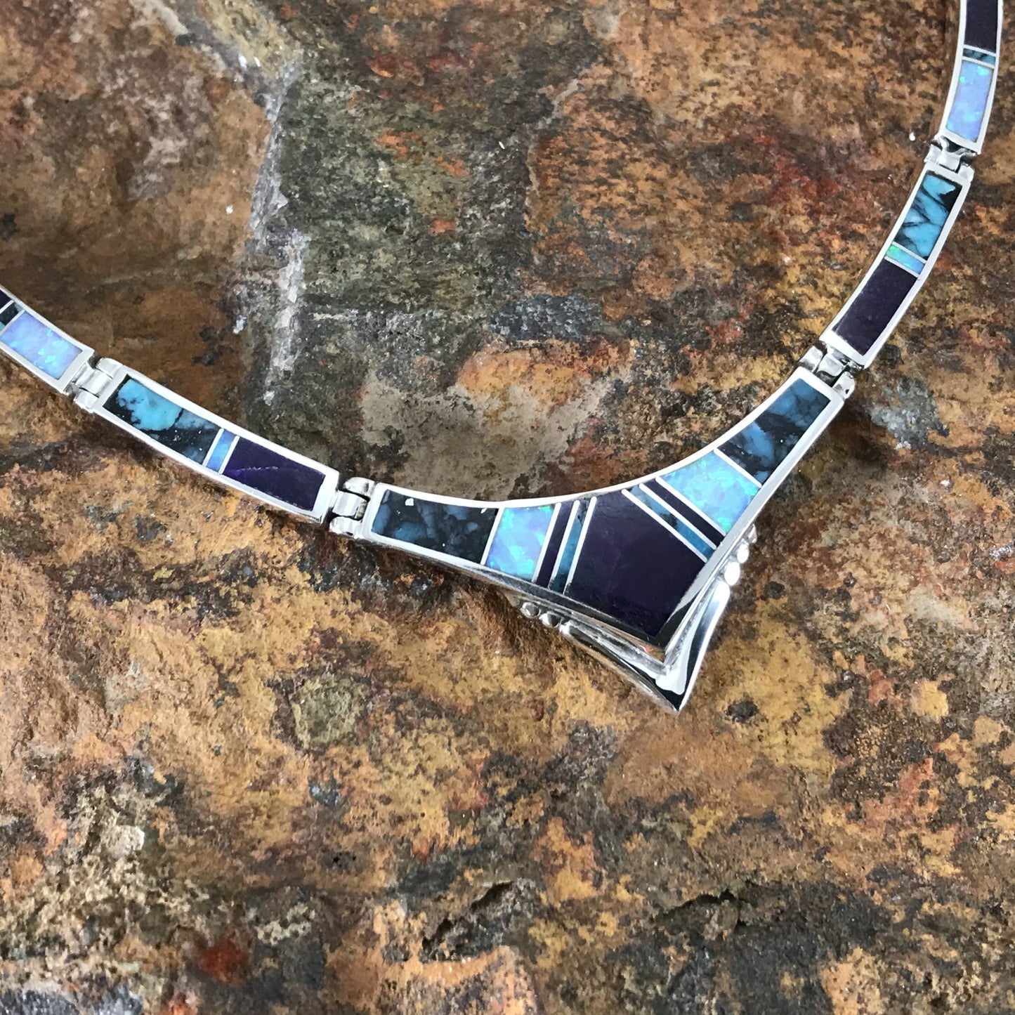 David Rosales Shalako Inlay Sterling Silver Necklace