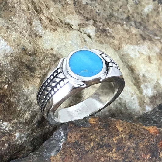 David Rosales Arizona Blue Inlaid Sterling Silver Ring