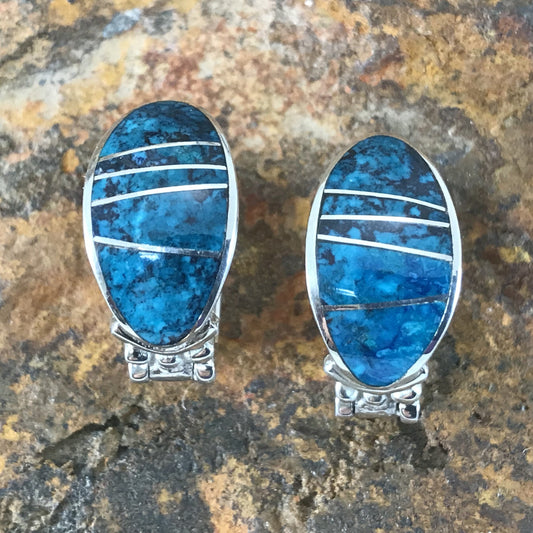 David Rosales Western Skies Inlaid Sterling Silver Earrings Huggies