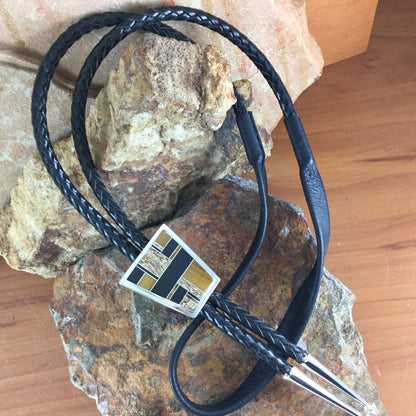 David Rosales Native Earth Inlaid Sterling Silver Bolo Tie