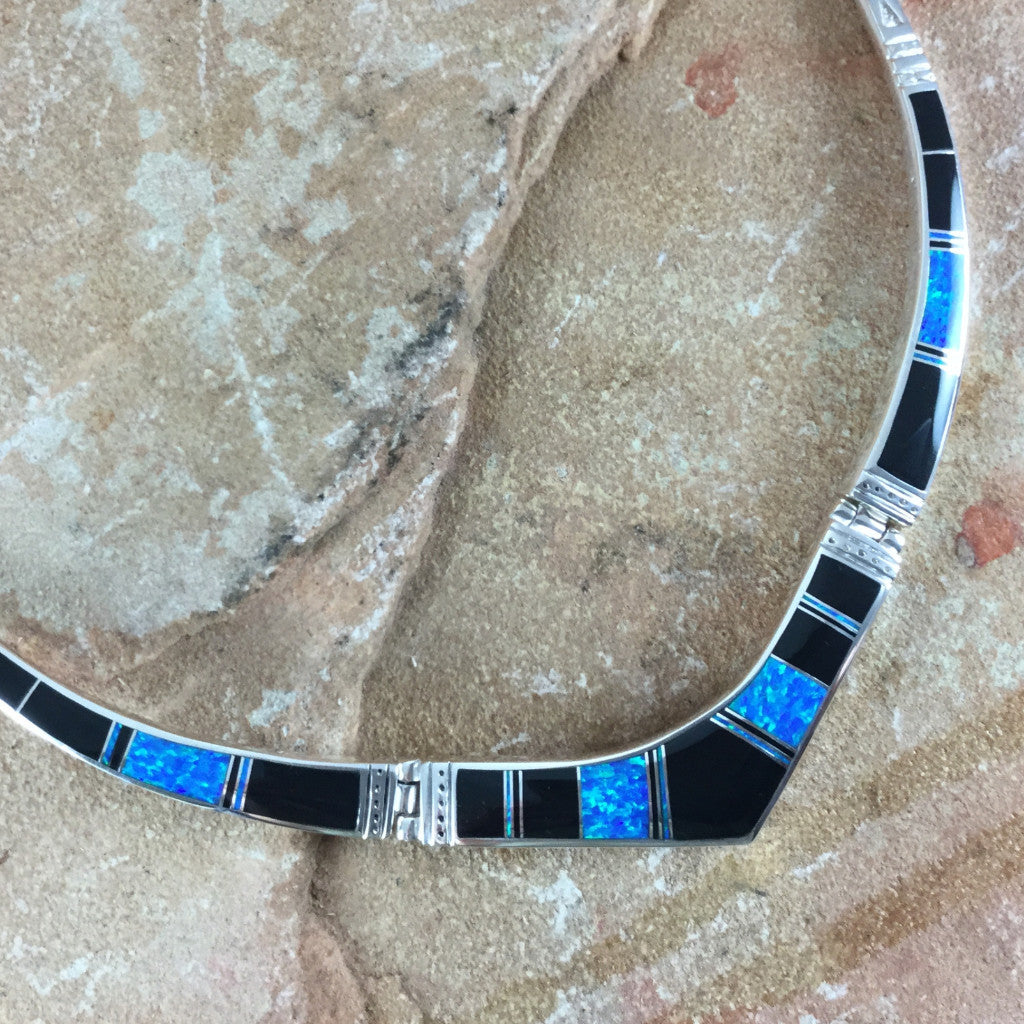 David Rosales Black Beauty Inlaid Sterling Silver Necklace