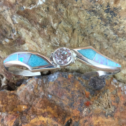 David Rosales Inlaid Sterling Silver Bracelet