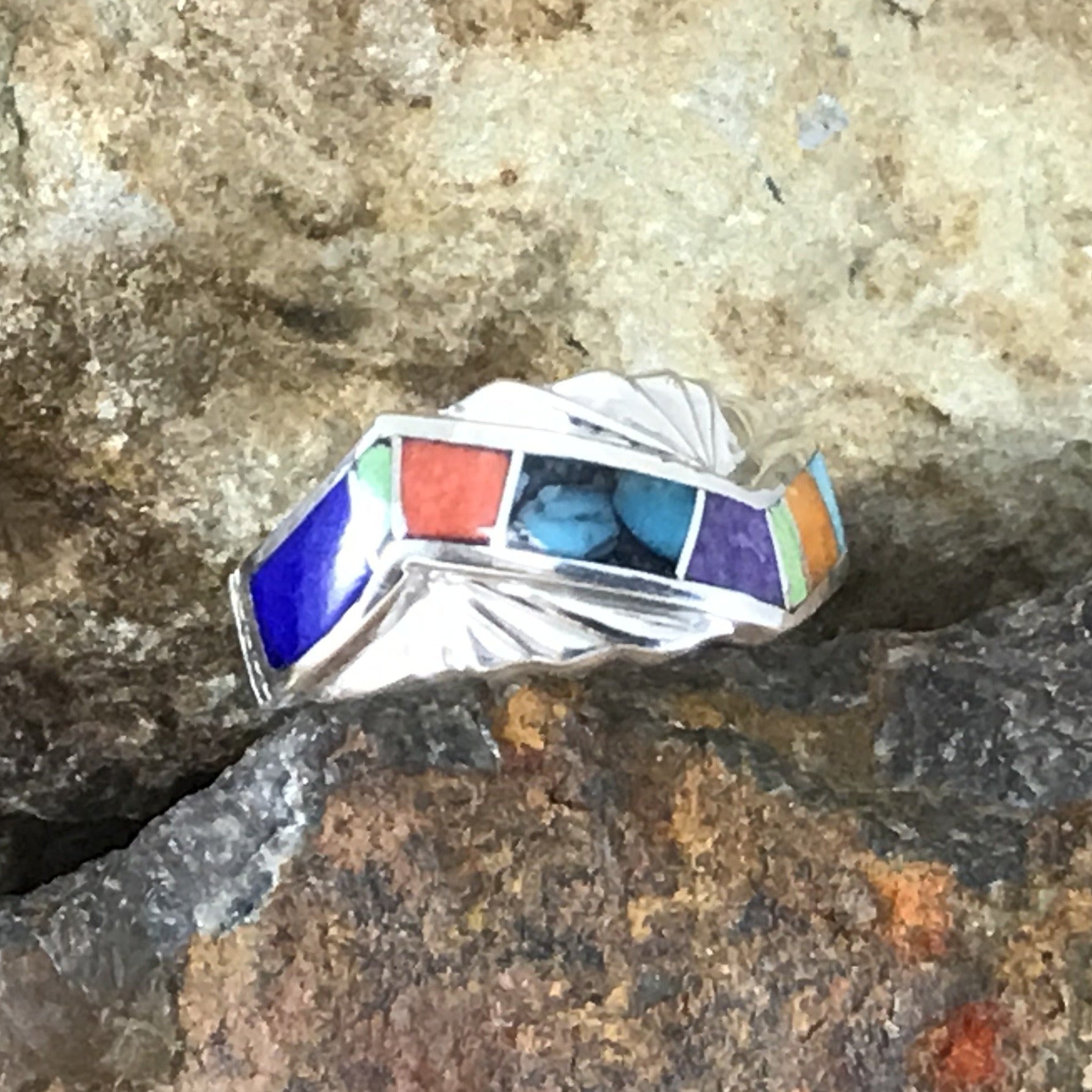 David Rosales Indian Summer Inlaid Sterling Silver Ring