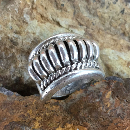 Traditional Sterling Silver Ring by Tom Charlie