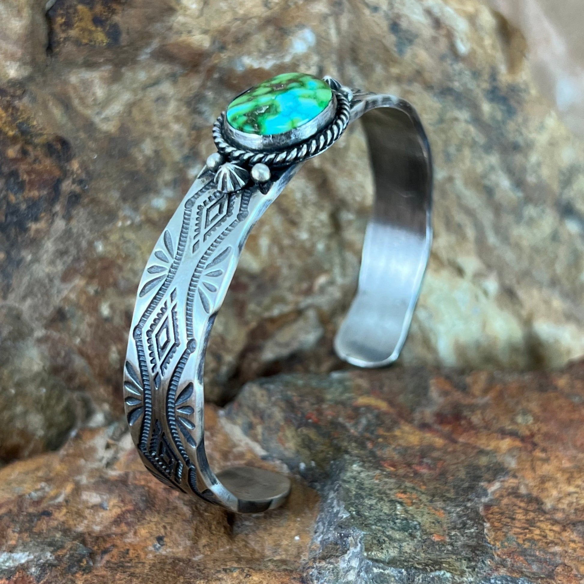 Sonoran Gold Turquoise Sterling Silver Bracelet by Mike Thompson