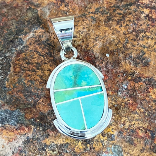 David Rosales Sonoran Gold Turquoise Inlaid Sterling Silver Pendant