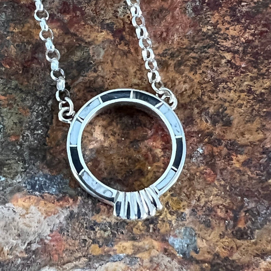 David Rosales White Buffalo Inlaid Sterling Silver Necklace