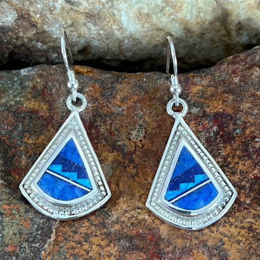 David Rosales Blue Sky Fancy Inlaid Sterling Silver Earrings