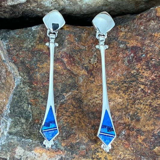 David Rosales Blue Sky Fancy Inlaid Sterling Silver Earrings