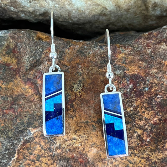 David Rosales Blue Sky Fancy Inlaid Sterling Silver Earrings