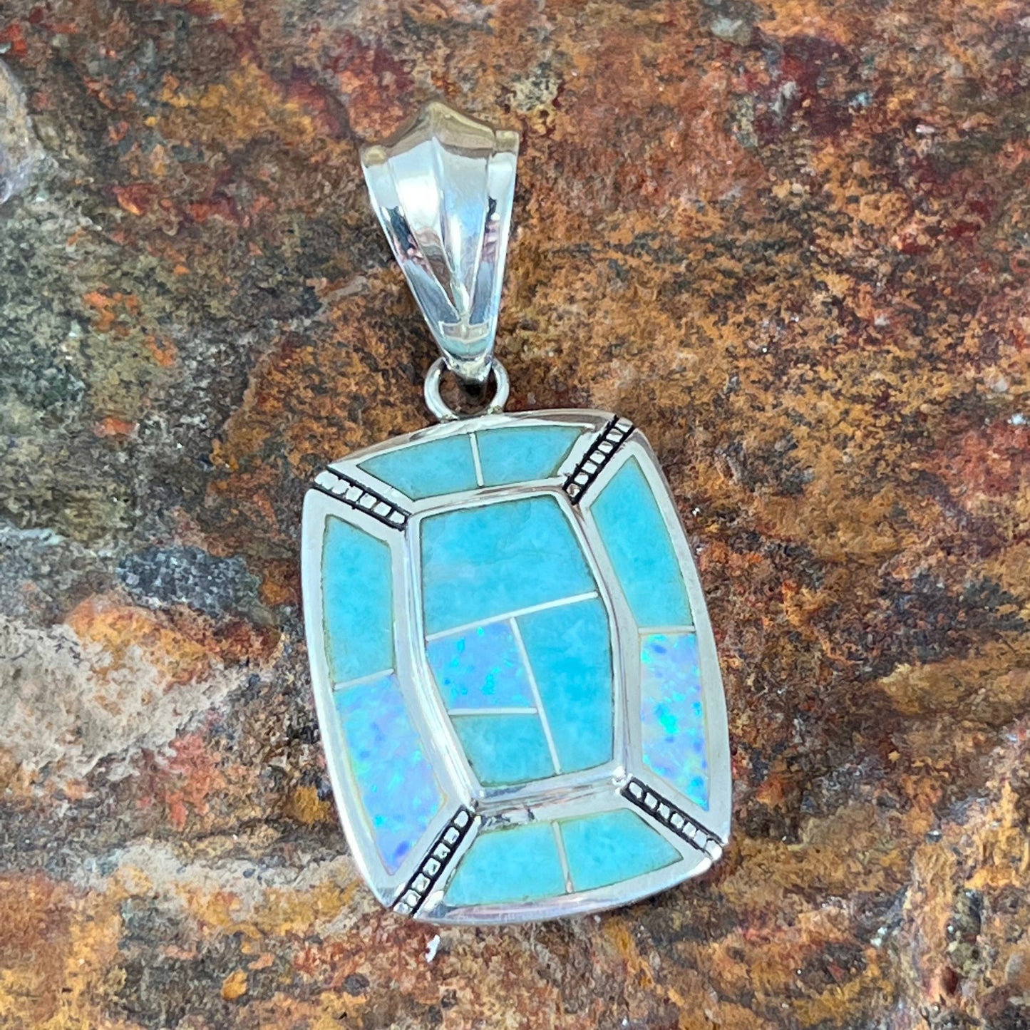 David Rosales Amazing Light Inlaid Sterling Silver Pendant