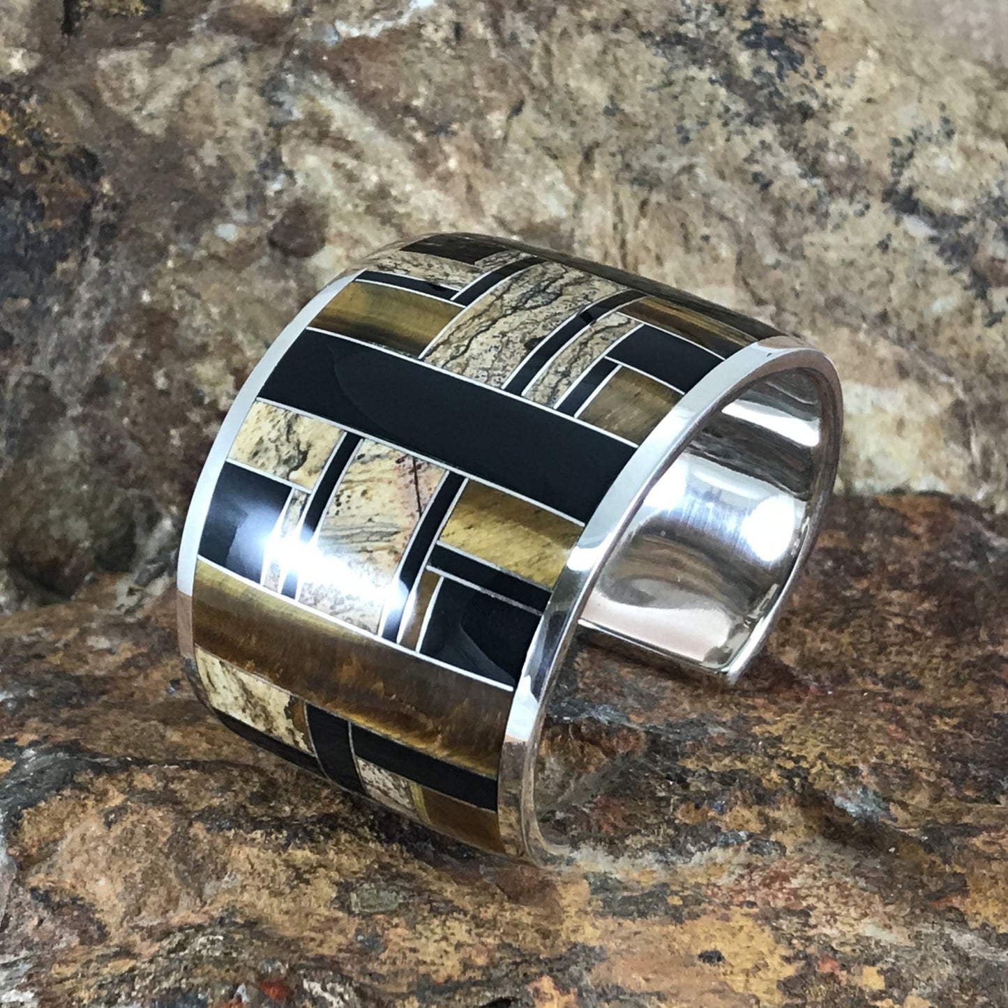 David Rosales Native Earth Inlaid Sterling Silver Bracelet