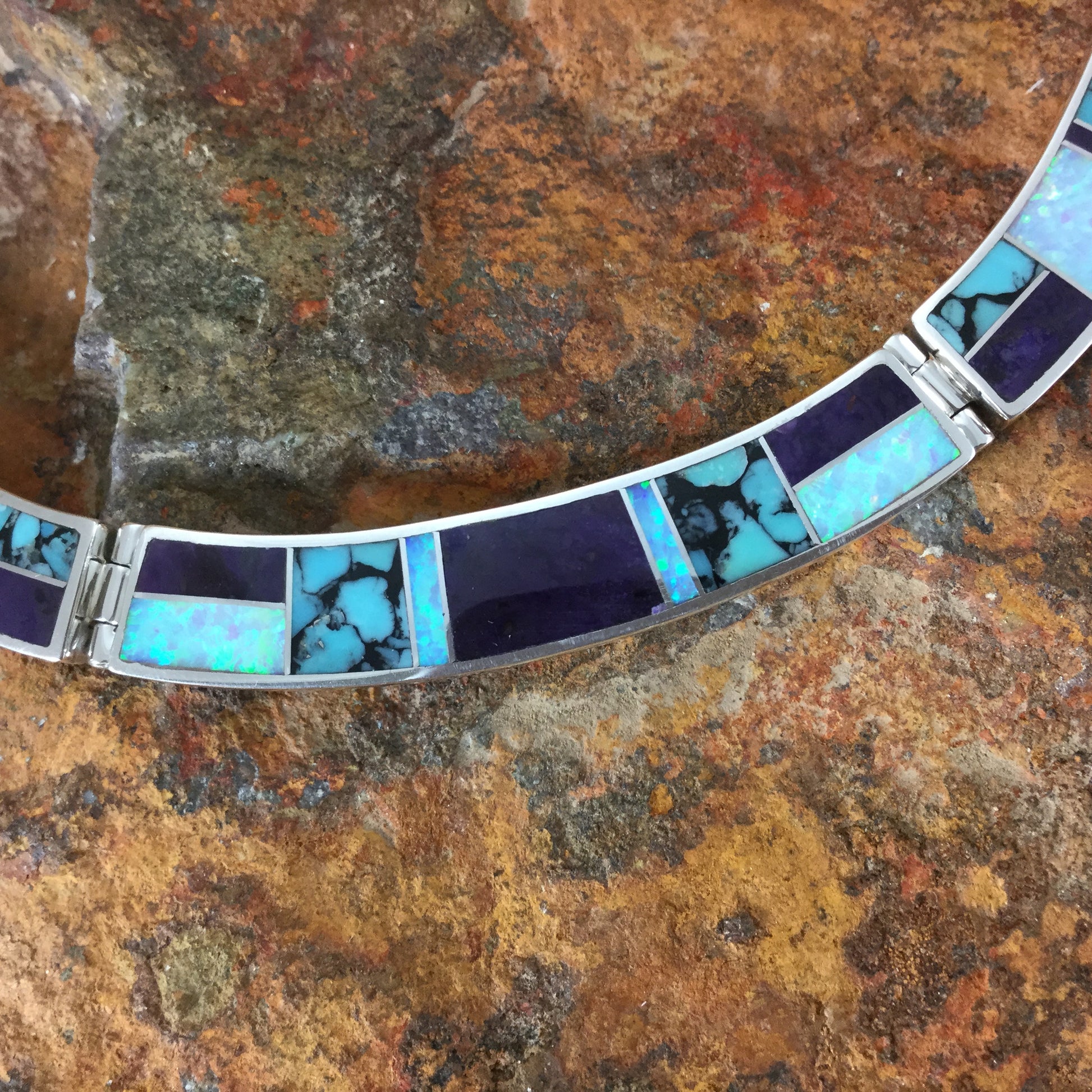 David Rosales Shalako Inlaid Sterling Silver Necklace