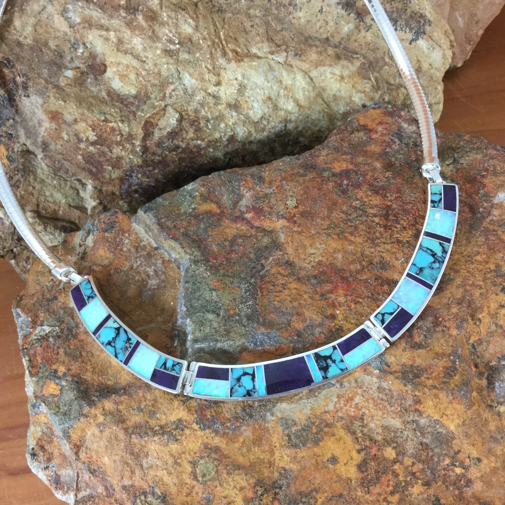 David Rosales Shalako Inlaid Sterling Silver Necklace