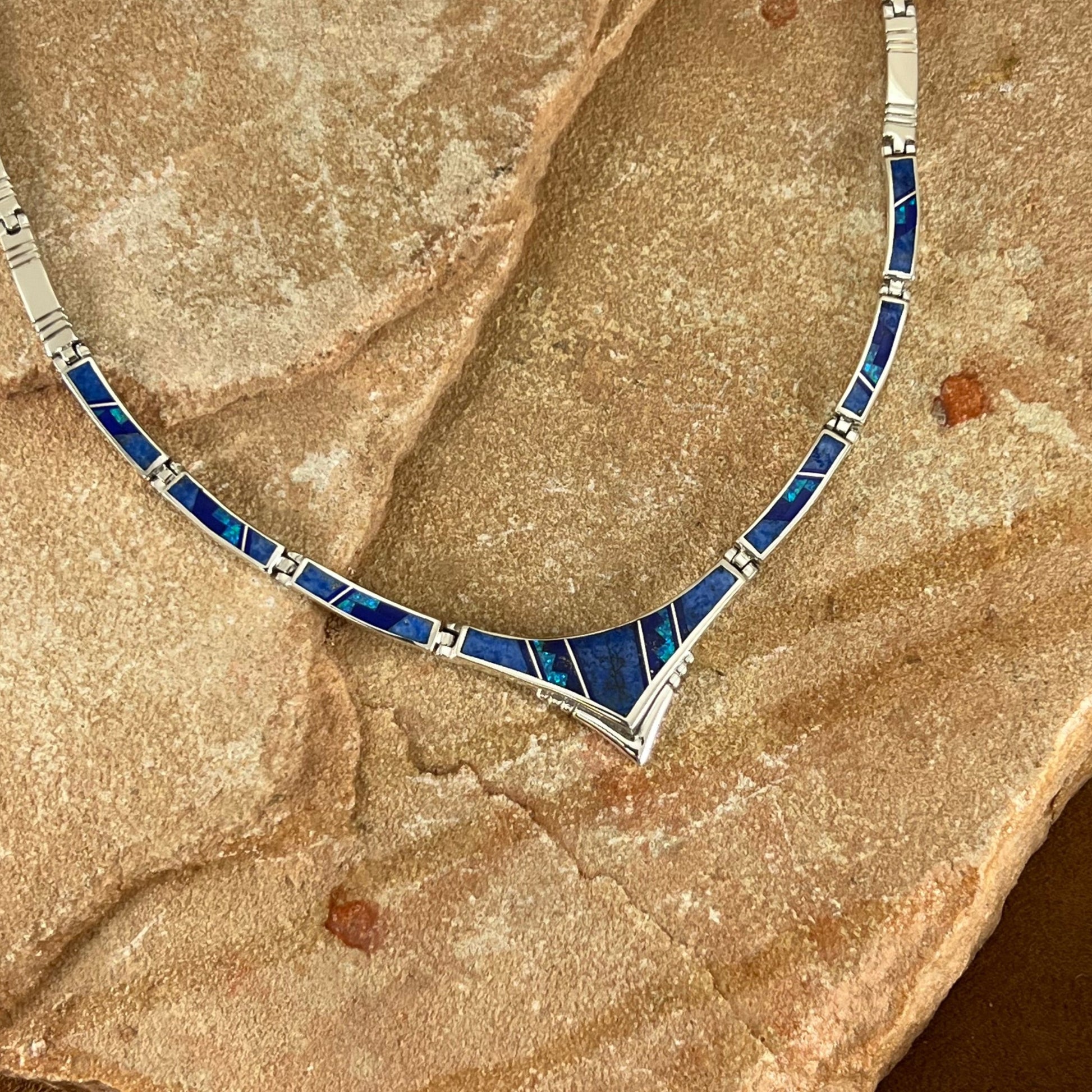 David Rosales Blue Sky Fancy Inlay Sterling Silver Necklace