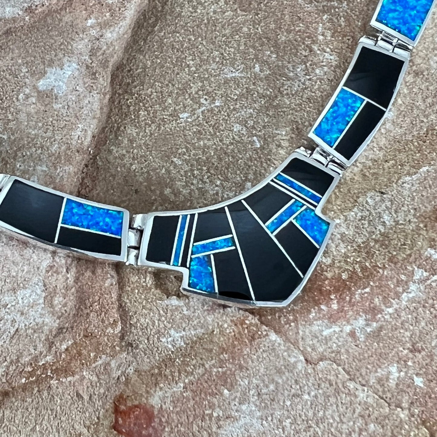 David Rosales Black Beauty Inlaid Sterling Silver Necklace