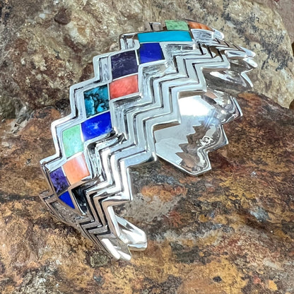 David Rosales Indian Summer Inlaid Sterling Silver Bracelet