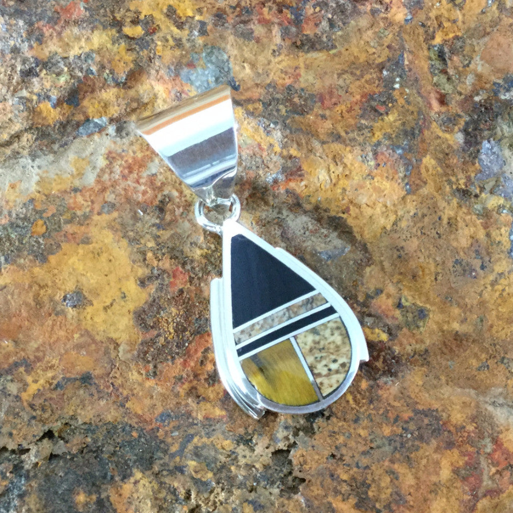 David Rosales Native Earth Inlaid Sterling Silver Pendant