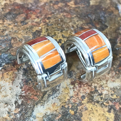 David Rosales Desert Fire Inlaid Sterling Silver Earrings