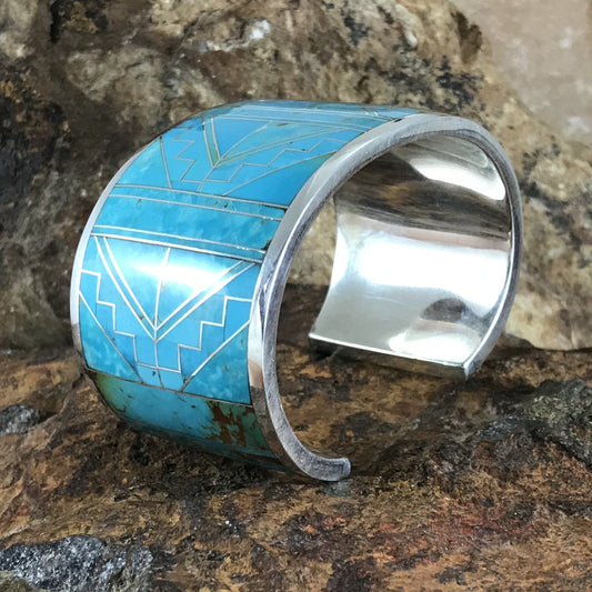 David Rosales Arizona Blue Inlaid Sterling Silver Bracelet