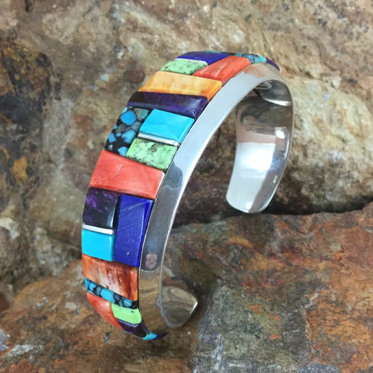 David Rosales Indian Summer Inlaid Sterling Silver Bracelet