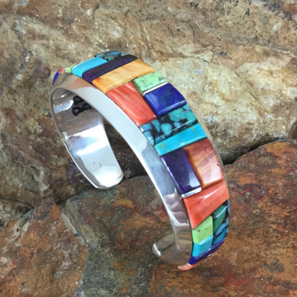 David Rosales Indian Summer Inlaid Sterling Silver Bracelet