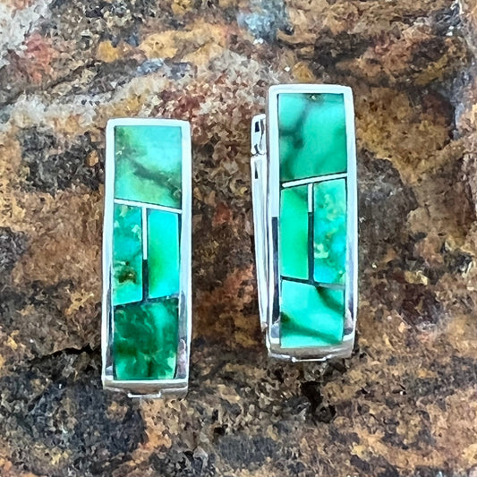 David Rosales Sonoran Gold Inlaid Sterling Silver Earrings Huggie