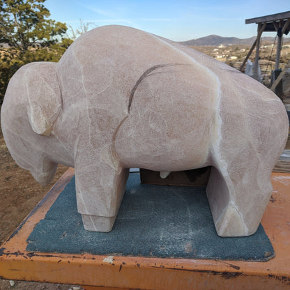 TATANKA II -- Bison Stone Sculpture By Larry Yazzie