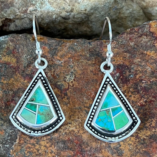 David Rosales Sonoran Gold Turquoise Inlaid Sterling Silver Earrings